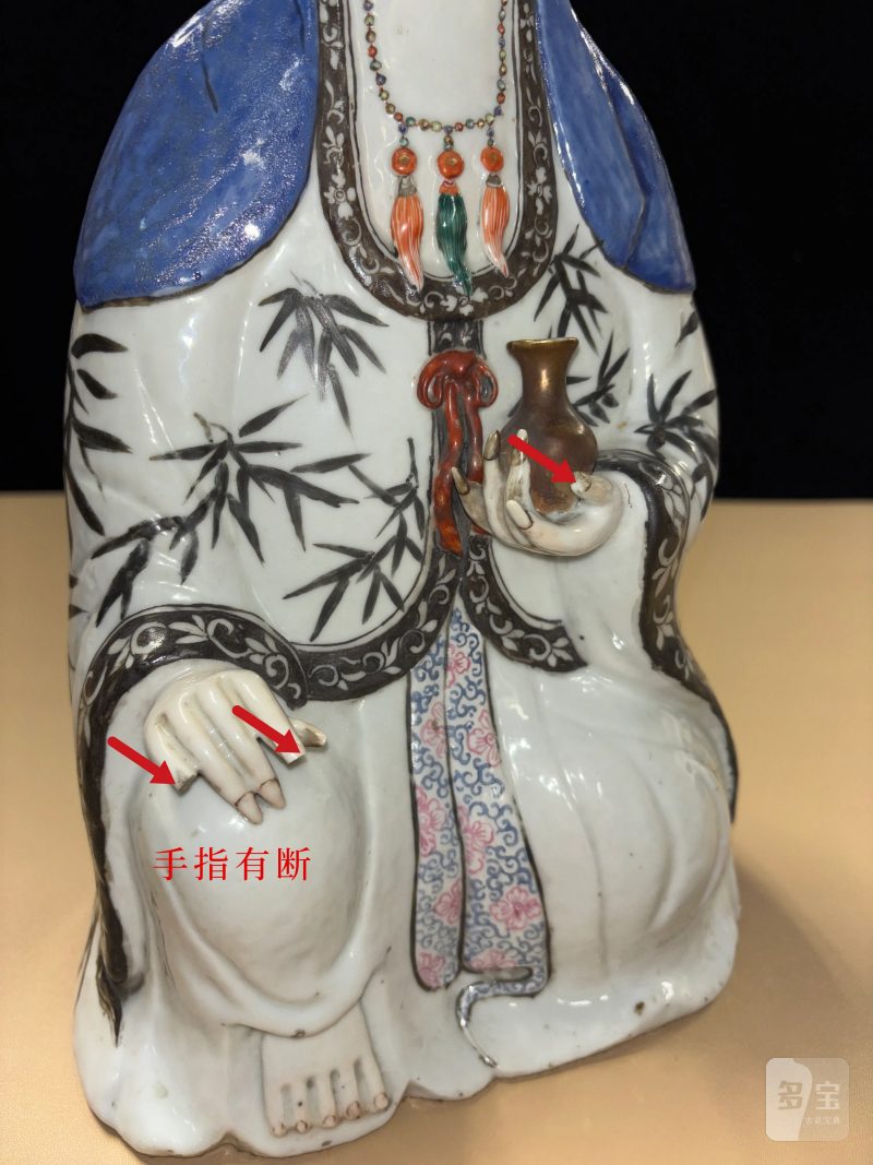 清乾隆 粉彩观音坐像 - 图8